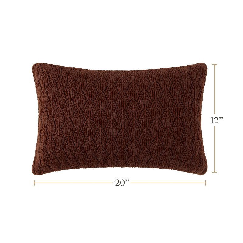 slide 3 of 6, Jeremiah Brent Home 20"x12" Cotton Knitted Pointelle Lumbar Accent Pillow Raisin, 1 ct