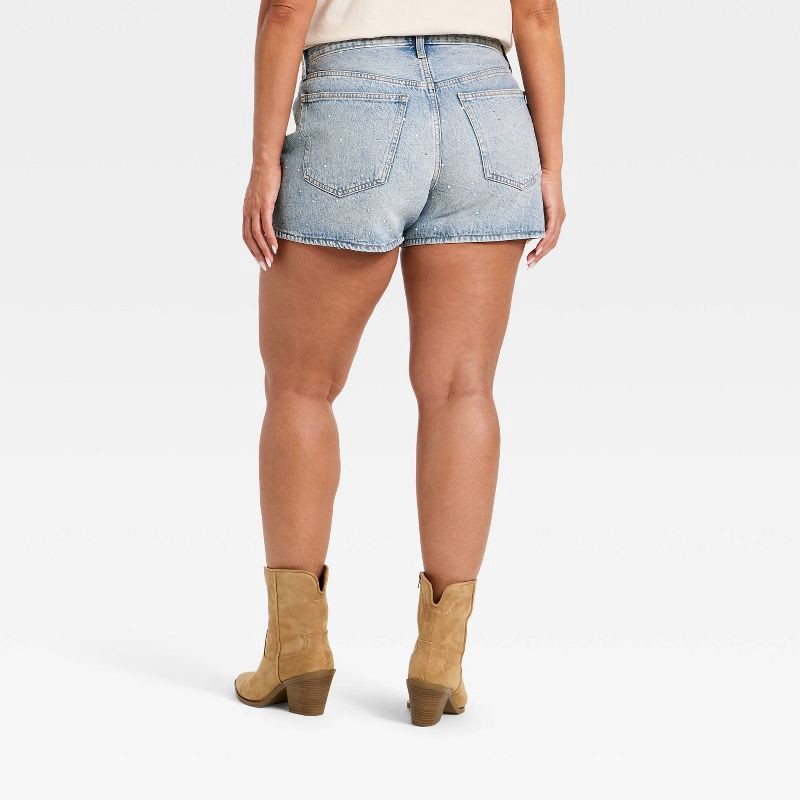 slide 6 of 6, Women's Mid-Rise 90's Baggy Rhinestone Denim Shorts - Universal Thread™ Light Wash 2, 1 ct