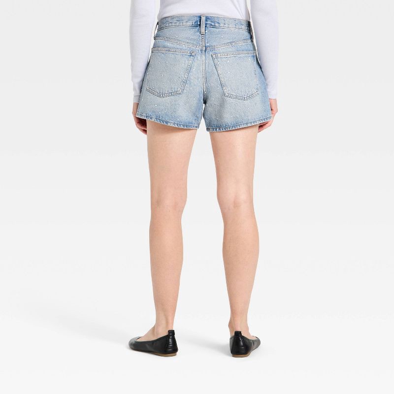 slide 2 of 6, Women's Mid-Rise 90's Baggy Rhinestone Denim Shorts - Universal Thread™ Light Wash 6, 1 ct