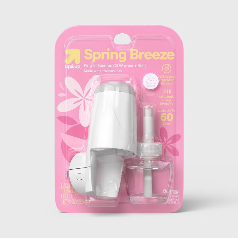 slide 1 of 3, Plug In Air Freshener Starter Kit with Refill - Spring Breeze - up&up™, 1 ct