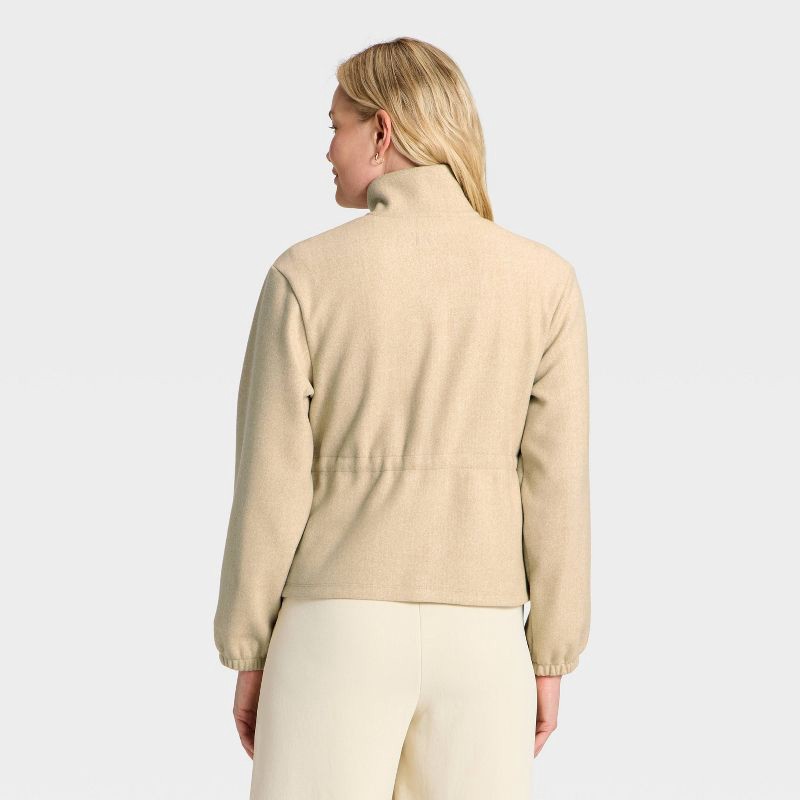 slide 2 of 4, Women's Brushed Cinched Waist Zipped Jacket - A New Day™ Brown M, 1 ct