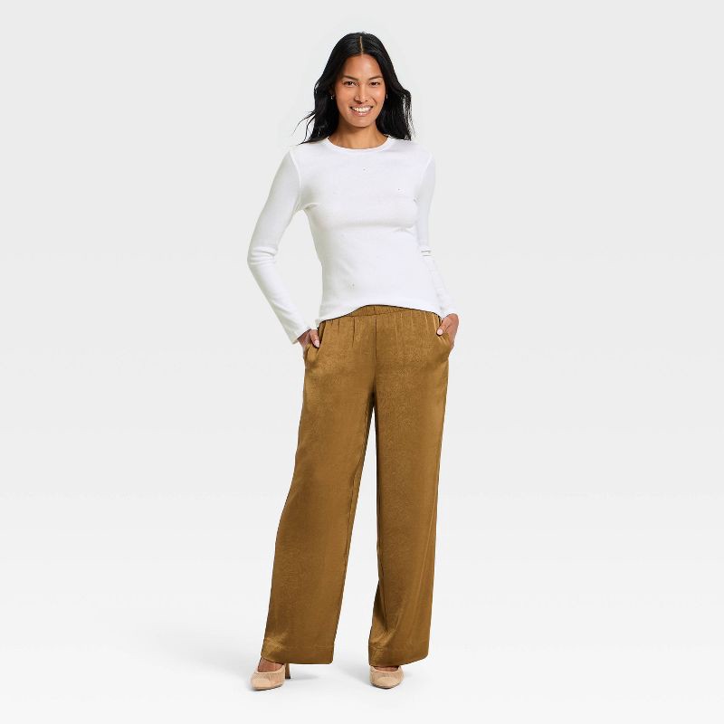 slide 3 of 5, Women's Slim Fit Long Sleeve Embellished Ribbed Top - A New Day™ White S, 1 ct