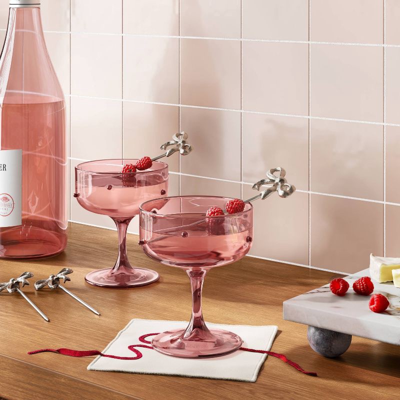 slide 2 of 4, 4pk Bow Cocktail Picks Silver - Threshold™, 4 ct