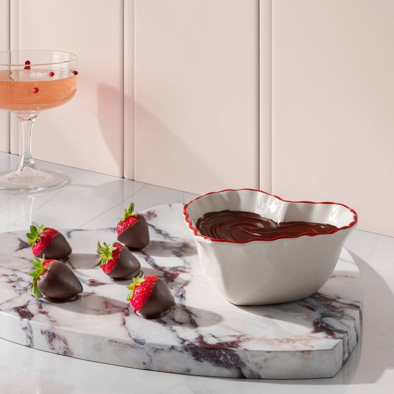 slide 2 of 3, 6.6 fl oz Valentine's Day Stoneware Heart Dip Bowl White - Threshold™, 6.6 fl oz