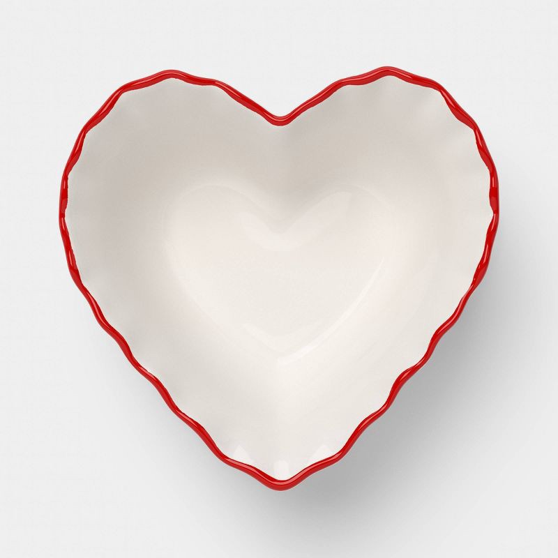 slide 3 of 3, 6.6 fl oz Valentine's Day Stoneware Heart Dip Bowl White - Threshold™, 6.6 fl oz
