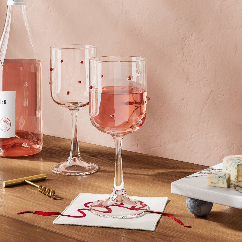 slide 2 of 3, 14.5 fl oz Wine Glass Clear with Red Dots - Threshold™, 14.5 fl oz