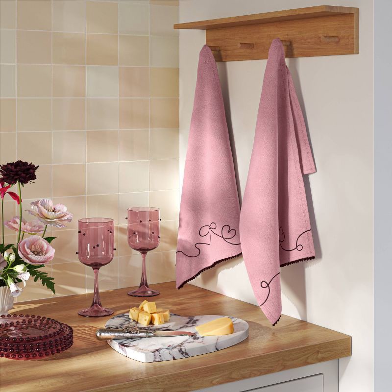 slide 2 of 4, 2pk Cotton Tea Towels Pink - Threshold™, 2 ct