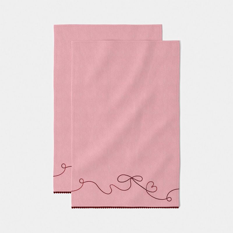 slide 3 of 4, 2pk Cotton Tea Towels Pink - Threshold™, 2 ct