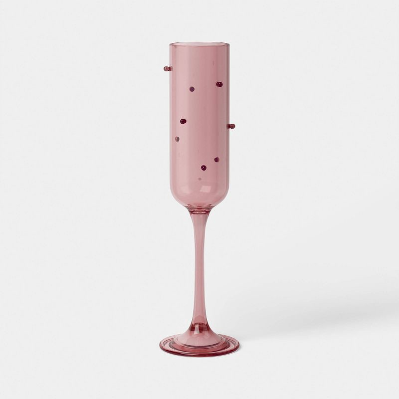slide 1 of 3, 7.3 fl oz Champagne Glass Pink with Red Dots - Threshold™, 7.3 fl oz
