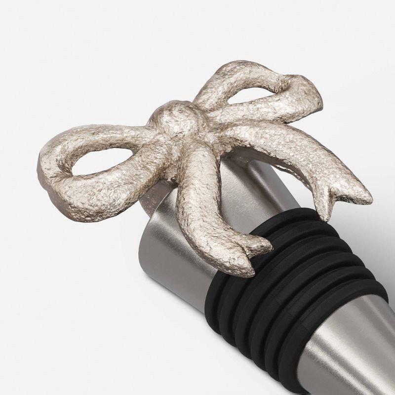 slide 3 of 3, Bow Wine Stopper Silver - Threshold™, 1 ct