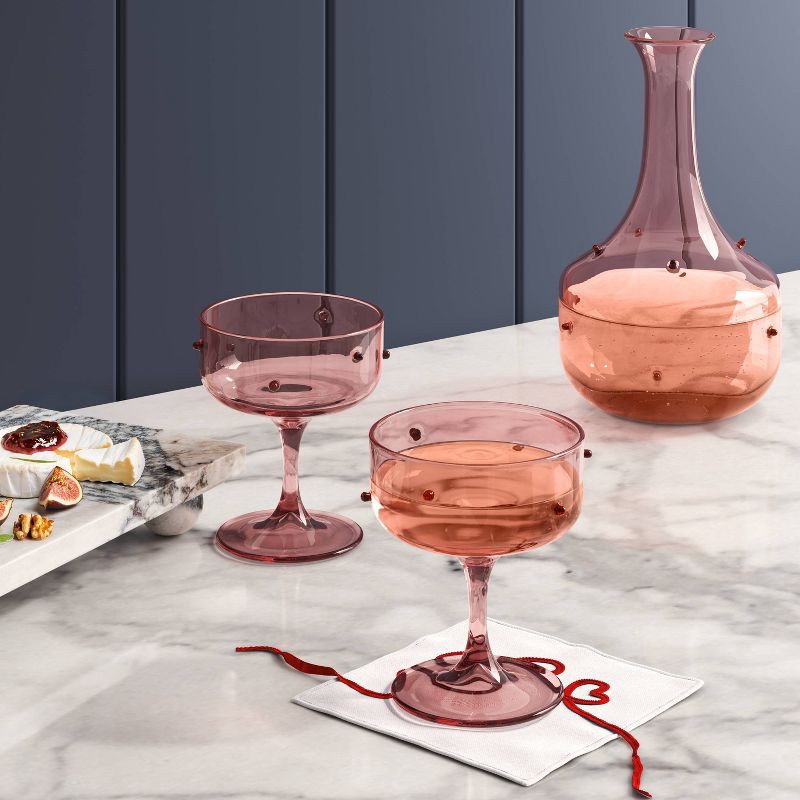 slide 2 of 3, 8.5 fl oz Coupe Glass Pink with Red Dots - Threshold™, 8.5 fl oz