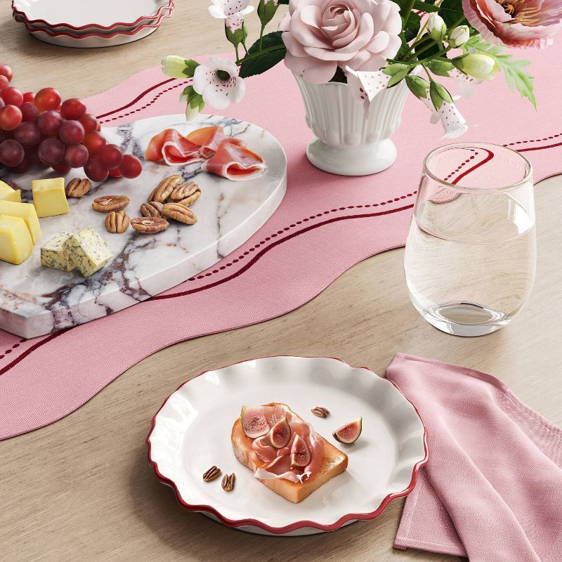 slide 2 of 3, 6" Valentine's Stoneware Appetizer Plate Scallop Red - Threshold™, 1 ct