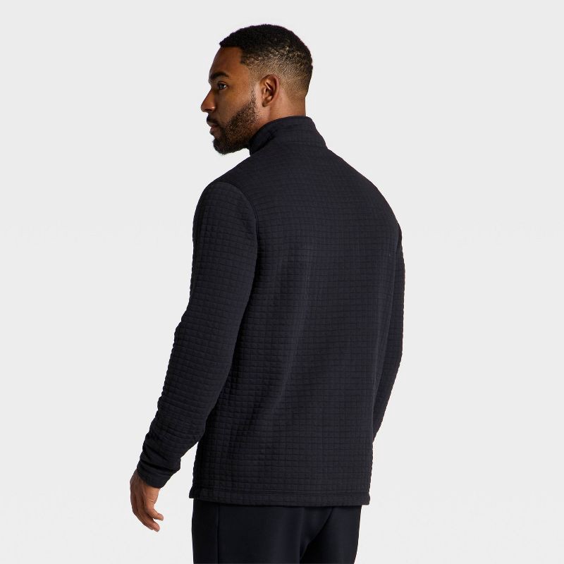 slide 2 of 3, Men's Quilted Fleece 1/2 Zip Pullover Sweatshirt - All In Motion™ Black S, 1 ct