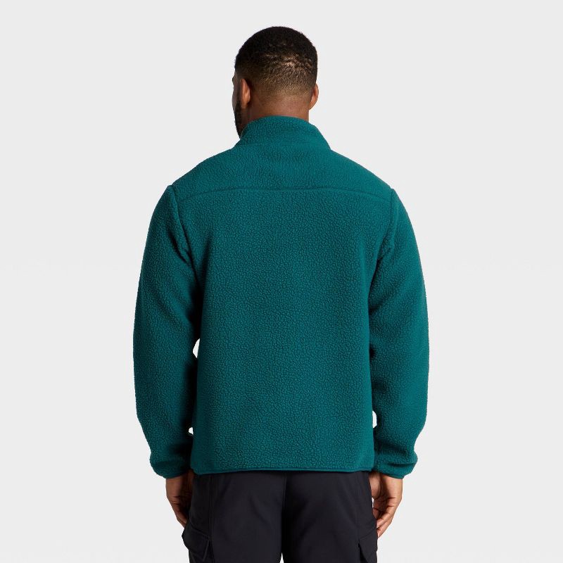 slide 2 of 3, Men's High Pile Fleece Full Zip Sweatshirt - All In Motion™ Dark Teal Green S, 1 ct