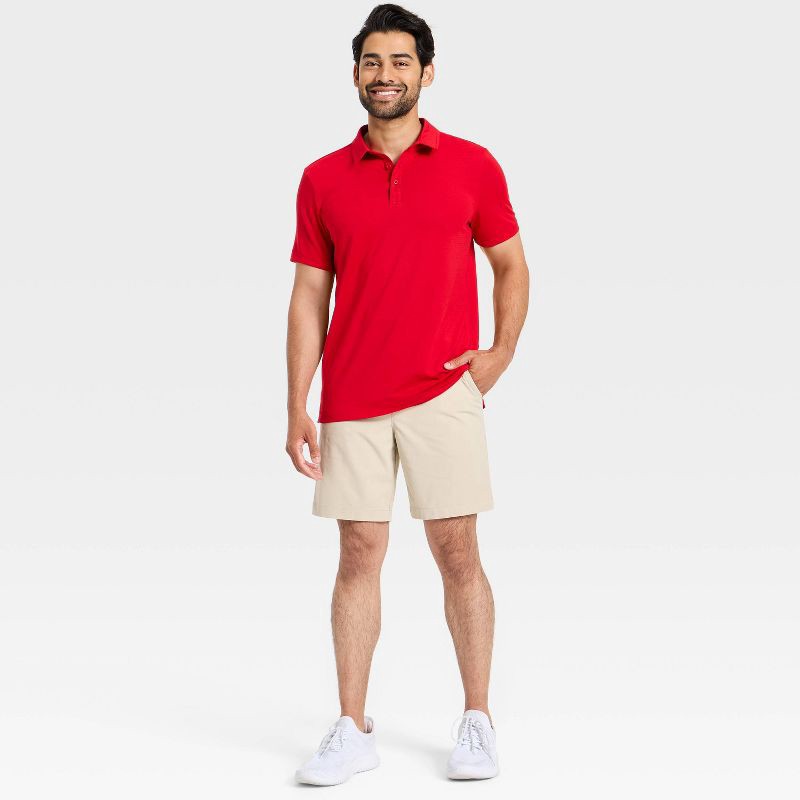 slide 3 of 3, Men's Linear Mesh Polo Shirt - All In Motion™ Garnet Red M, 1 ct