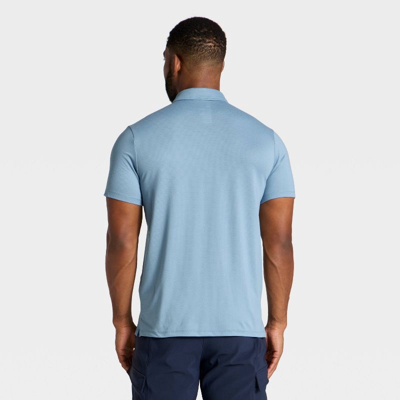 slide 2 of 3, Men's Linear Mesh Polo Shirt - All In Motion™ Steel Blue S, 1 ct