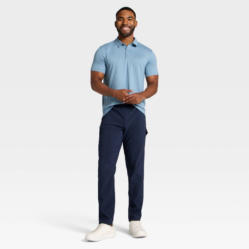 slide 3 of 3, Men's Linear Mesh Polo Shirt - All In Motion™ Steel Blue S, 1 ct
