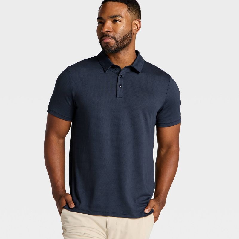 slide 3 of 3, Men's Linear Mesh Polo Shirt - All In Motion™ Navy Blue L, 1 ct