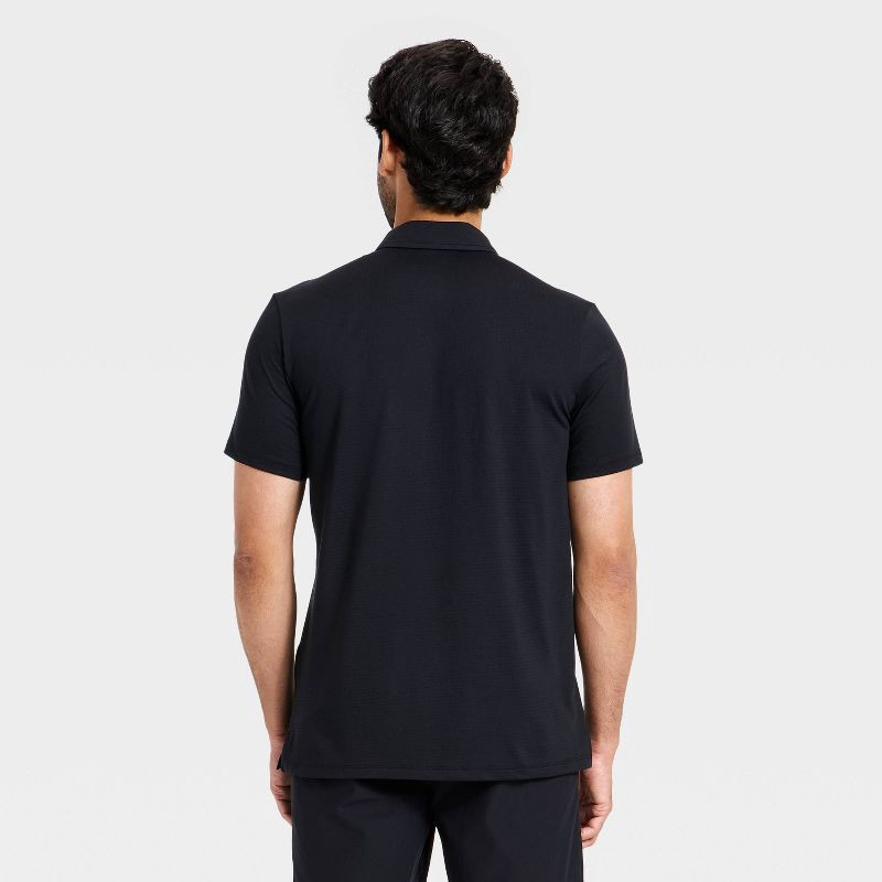 slide 2 of 3, Men's Linear Mesh Polo Shirt - All In Motion™ Black S, 1 ct