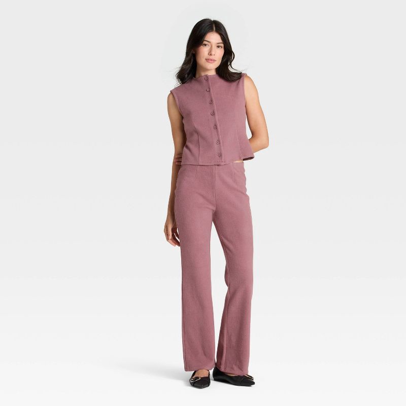 slide 3 of 3, Women's Brushed Pull-On Pants - A New Day™ Mauve M, 1 ct
