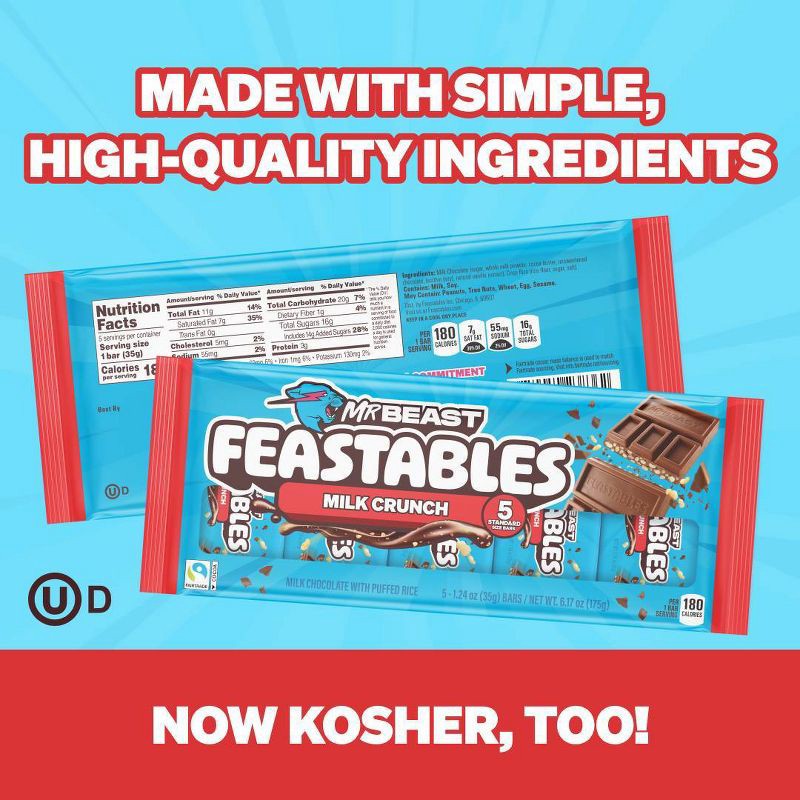 slide 6 of 7, Feastables Milk Chocolate Crunch - 6.17oz/5ct, 6.17 oz, 5 ct