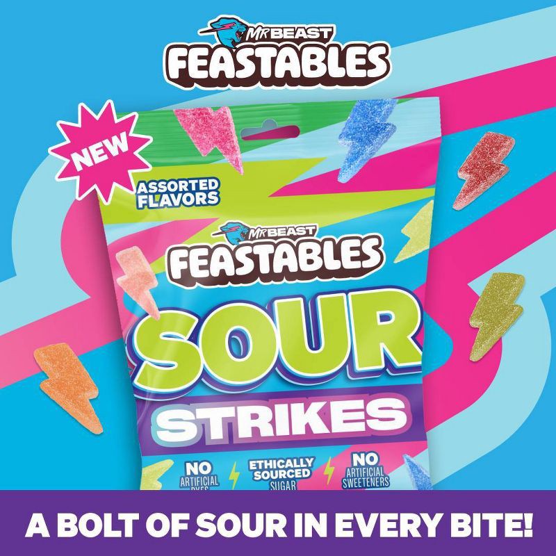 slide 3 of 6, Feastables Sour Strikes Gummy Candies - Original Assortment - 7.5oz, 7.5 oz