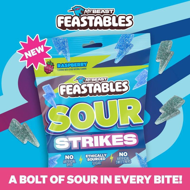 slide 3 of 6, Feastables Sour Strikes Gummy Candies - Blue Raspberry - 7.5oz, 7.5 oz