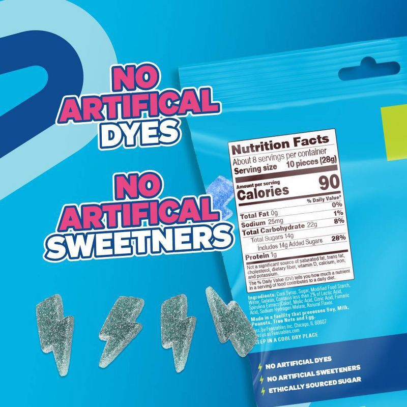 slide 4 of 6, Feastables Sour Strikes Gummy Candies - Blue Raspberry - 7.5oz, 7.5 oz