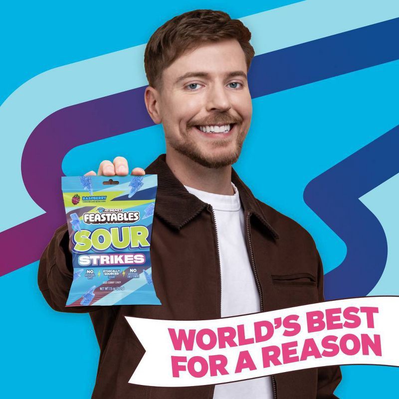 slide 6 of 6, Feastables Sour Strikes Gummy Candies - Blue Raspberry - 7.5oz, 7.5 oz