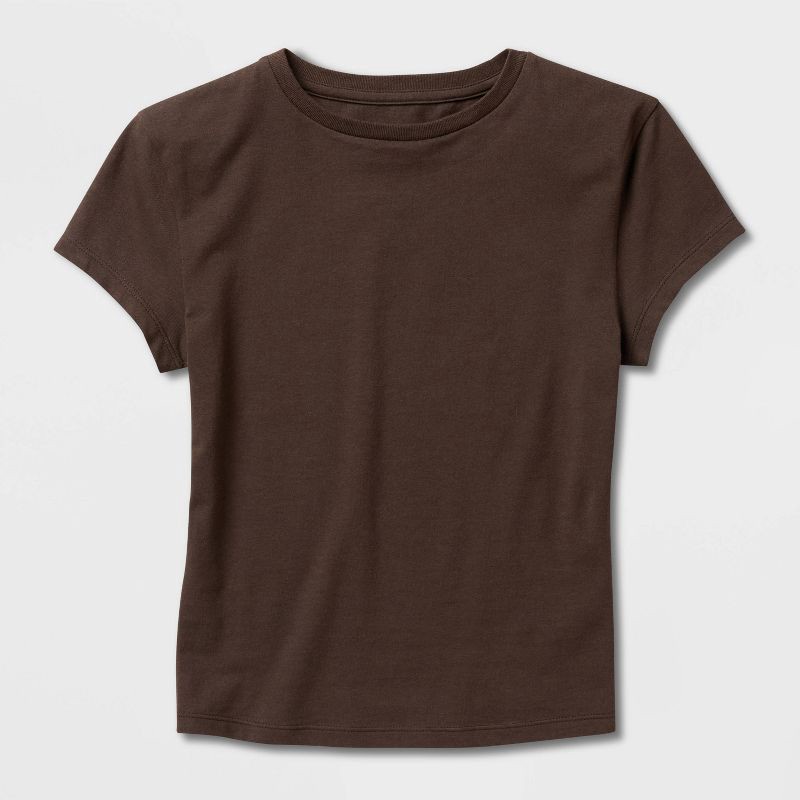 slide 4 of 4, Women's Short Sleeve Crewneck T-Shirt - Wild Fable™ Espresso XL, 1 ct