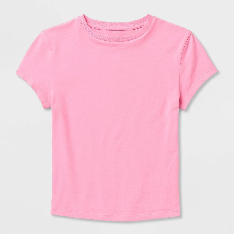 slide 4 of 4, Women's Short Sleeve Crewneck T-Shirt - Wild Fable™ Pink XXS, 1 ct