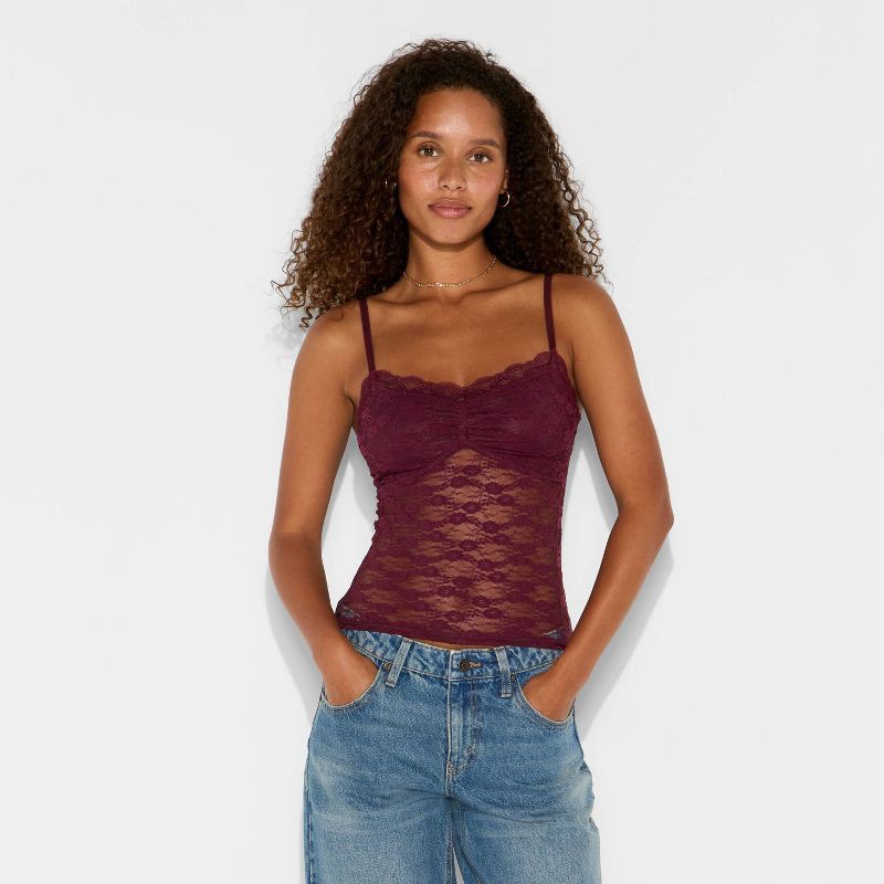 slide 2 of 4, Women's Lace Camisole - Wild Fable™ Red M, 1 ct