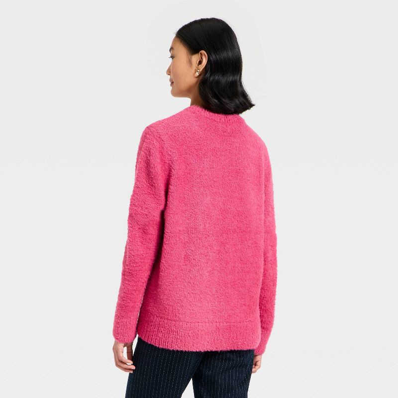 slide 2 of 3, Women's Fuzzy Pullover Sweater - A New Day™ Pink S, 1 ct
