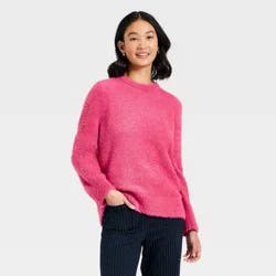 Women's Fuzzy Pullover Sweater - A New Day™ Pink M