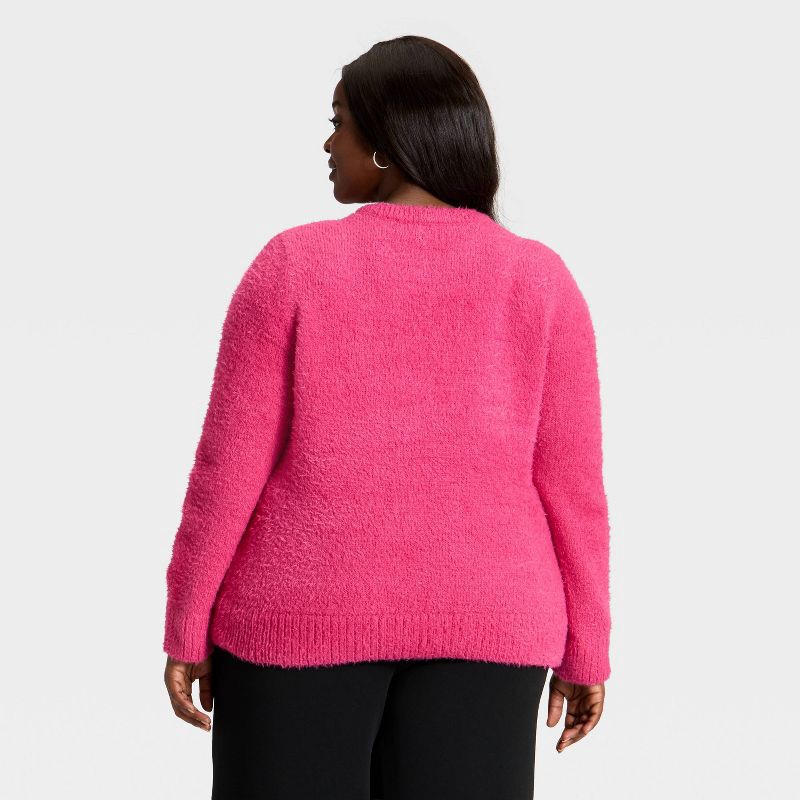 slide 2 of 3, Women's Fuzzy Pullover Sweater - A New Day™ Pink XXL, 1 ct