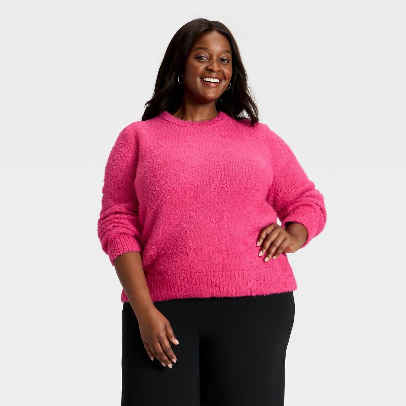 slide 1 of 3, Women's Fuzzy Pullover Sweater - A New Day™ Pink XXL, 1 ct