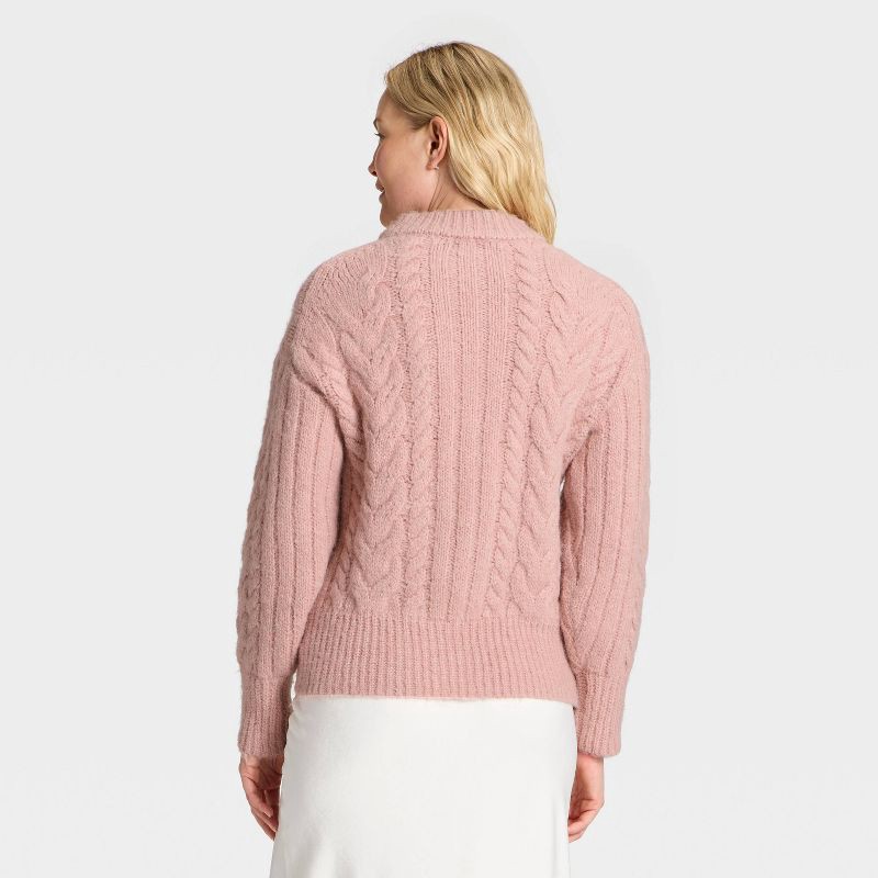 slide 2 of 3, Women's Cabled Tunic Sweater - A New Day™ Pink XS, 1 ct