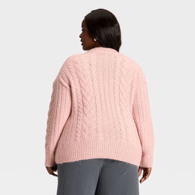 slide 2 of 3, Women's Cabled Sweater - A New Day™ Pink XXL, 1 ct