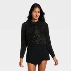 Women's Long Sleeve Party Cardigan Sweater - A New Day™ Black XS