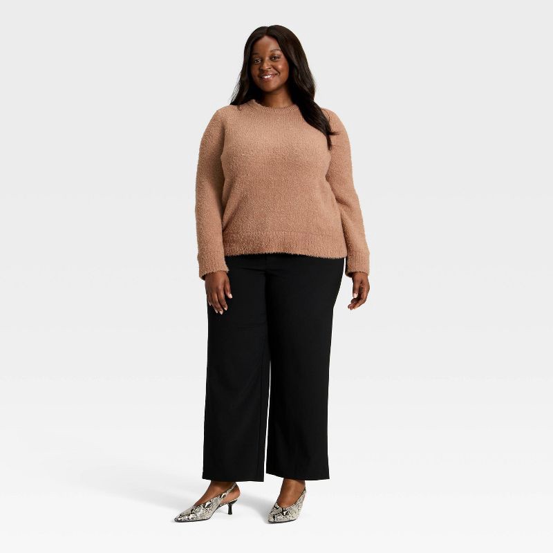 slide 3 of 3, Women's Long Sleeve Fuzzy Pullover Sweater - A New Day™ Brown XXL, 1 ct