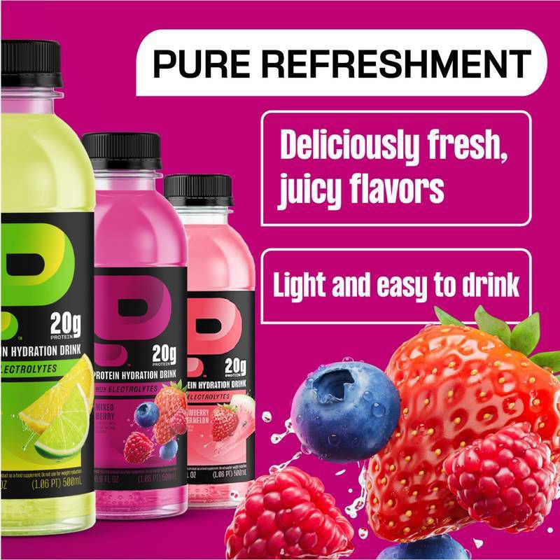 slide 5 of 6, Protein2O Protein20 Electrolytes Mixed Berry Flavored Water - 16.9 fl oz, 16.9 fl oz
