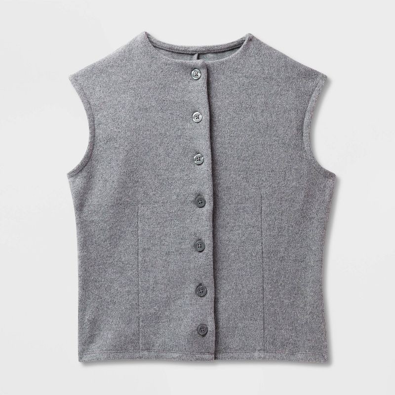 slide 4 of 4, Women's Brushed Vest - A New Day™ Gray S, 1 ct