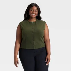 Women's Brushed Vest - A New Day™ Olive XXL