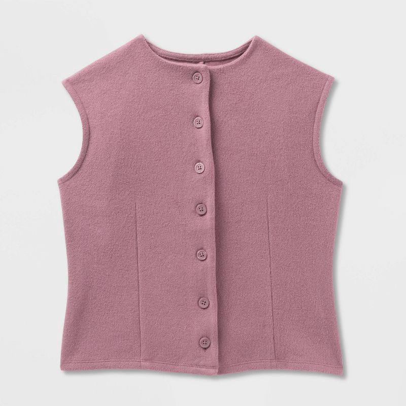 slide 4 of 4, Women's Brushed Vest - A New Day™ Mauve M, 1 ct