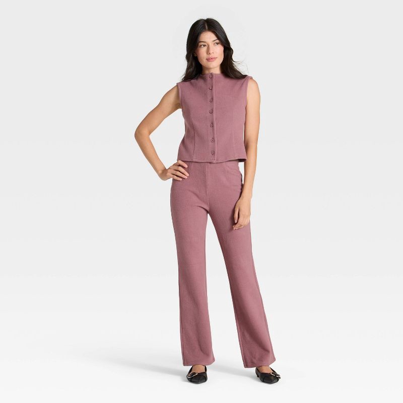 slide 3 of 4, Women's Brushed Vest - A New Day™ Mauve S, 1 ct