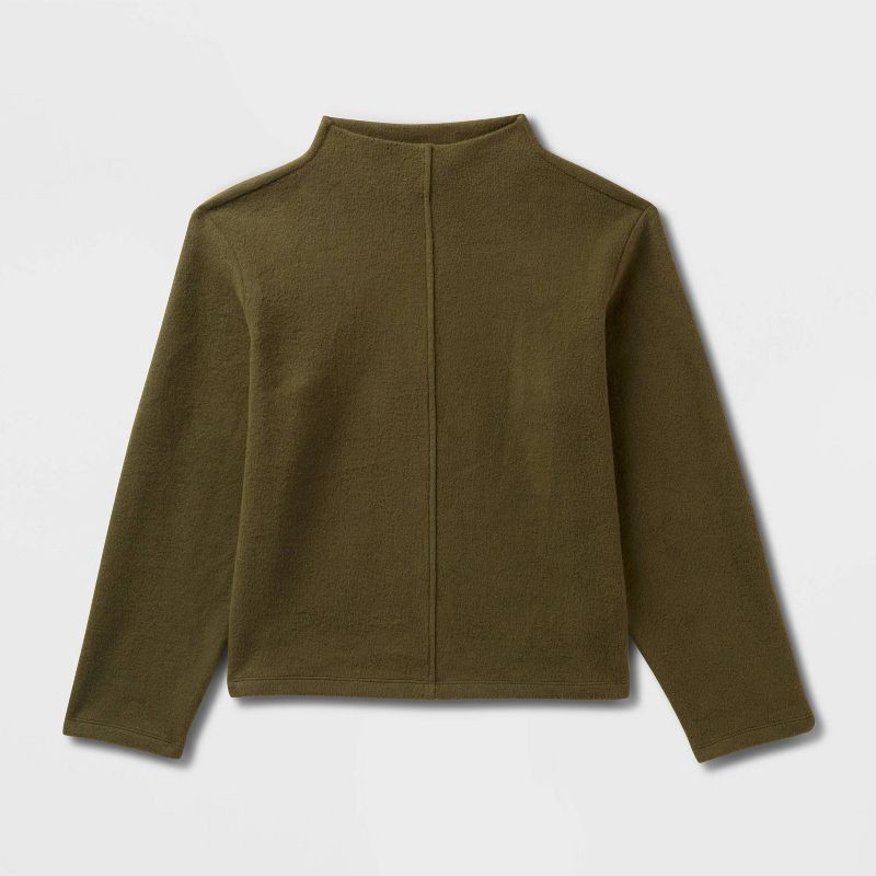 slide 4 of 4, Women's Long Sleeve Brushed Mockneck Top - A New Day™ Olive XL, 1 ct