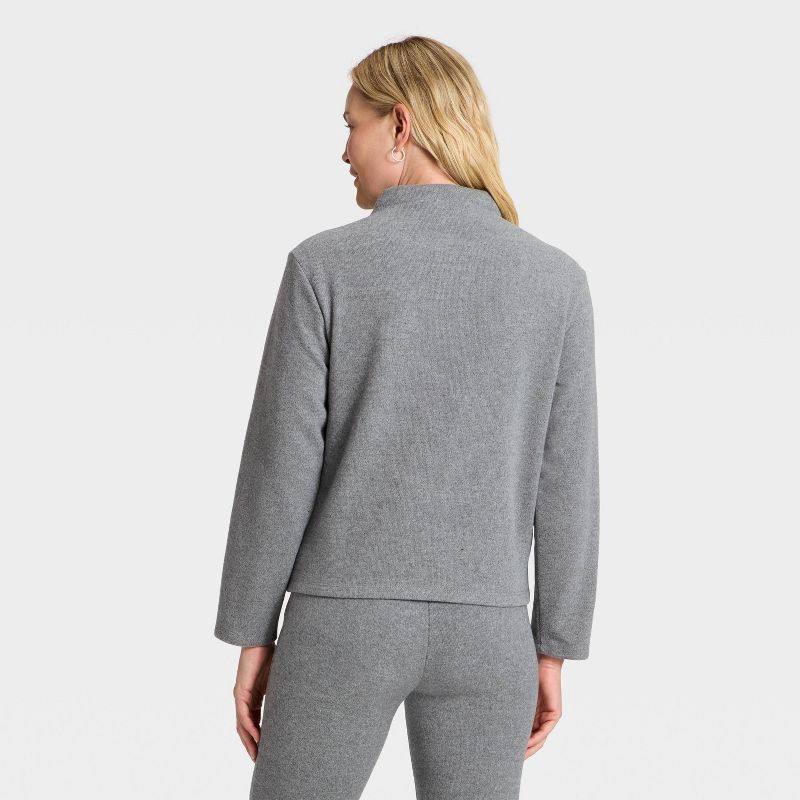 slide 2 of 4, Women's Long Sleeve Brushed Mockneck Top - A New Day™ Gray M, 1 ct