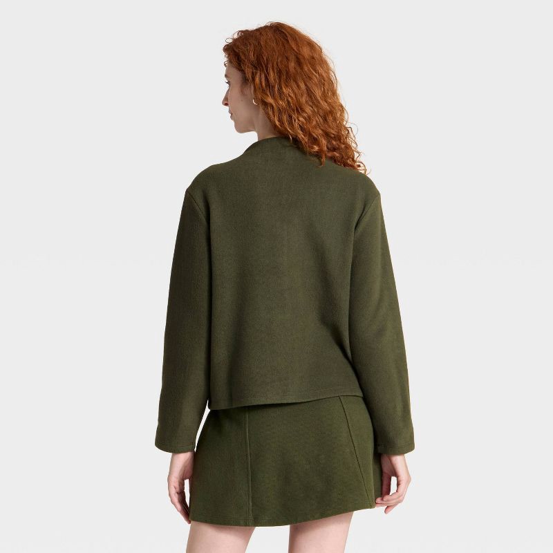 slide 2 of 4, Women's Long Sleeve Brushed Mockneck Top - A New Day™ Olive XS, 1 ct