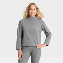 Women's Long Sleeve Brushed Mockneck Top - A New Day™ Gray XS
