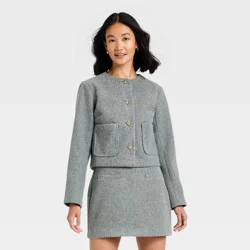 Women's Brushed Boucle Lady Jacket - A New Day™ Gray S
